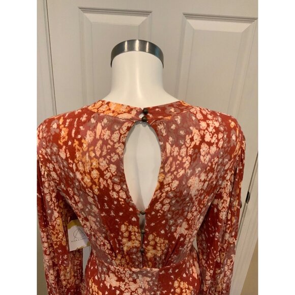 Free People Dark Orange W/ Multicolor Splatter Pattern Dress, Size Small - Picture 7 of 9